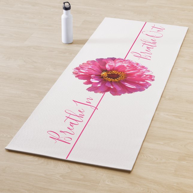 Pink floral Pink Daisy  - breathe in . Breathe out Yoga Mat (In Situ)