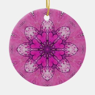 PINK FLORAL pink violet purple white Ceramic Ornament