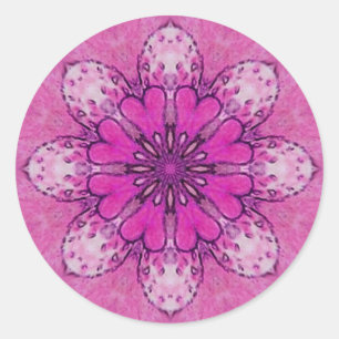 PINK FLORAL pink violet purple white Classic Round Sticker