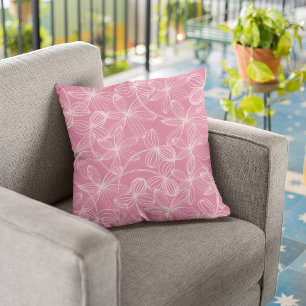 Pink Floral/Plaid Decorative Throw Pillow