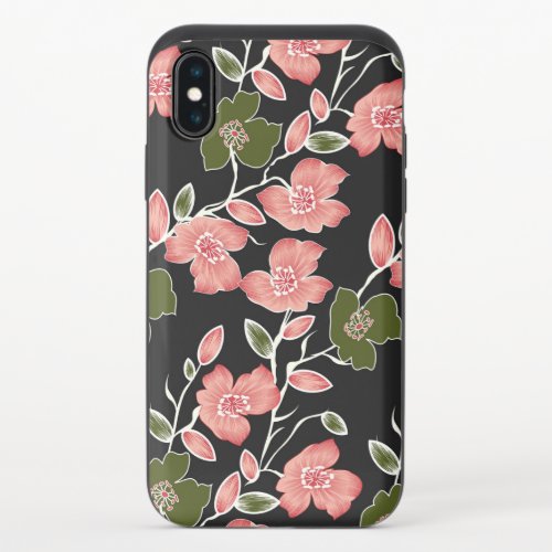 Pink Floral Plant Pattern iPhone X Slider Case