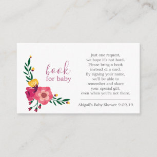 Pink Floral Polka Dot Book Request Baby Shower Enclosure Card
