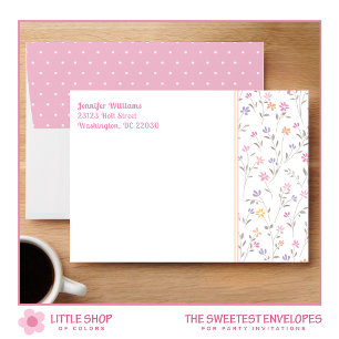 Pink Floral Polka Dot Customizable Envelope