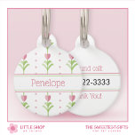 Pink Floral Polka Dot Customizable Pet ID Tag<br><div class="desc">Dress your dog or cat in style. This pretty pet ID tag features a delicate pink and green floral pattern with polka dots and a customizable name on the front and phone number on the back. Modify the text to create a one-of-a-kind gift for friends, family, or any dog and...</div>