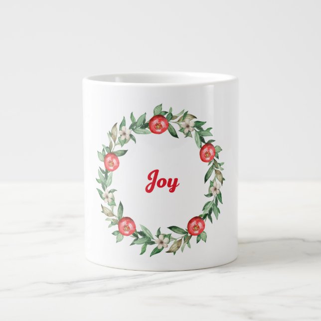 Pink Floral Pomegranate Jumbo Joy Mug (Front)