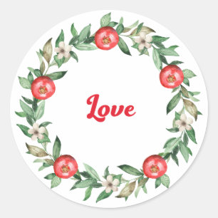 Pink Floral Pomegranate Spiritual Stickers - Love
