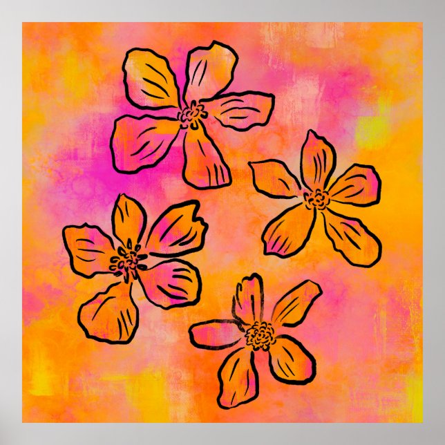 Pink Floral Pop Poster (Front)