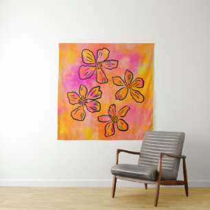 Pink Floral Pop Tapestry