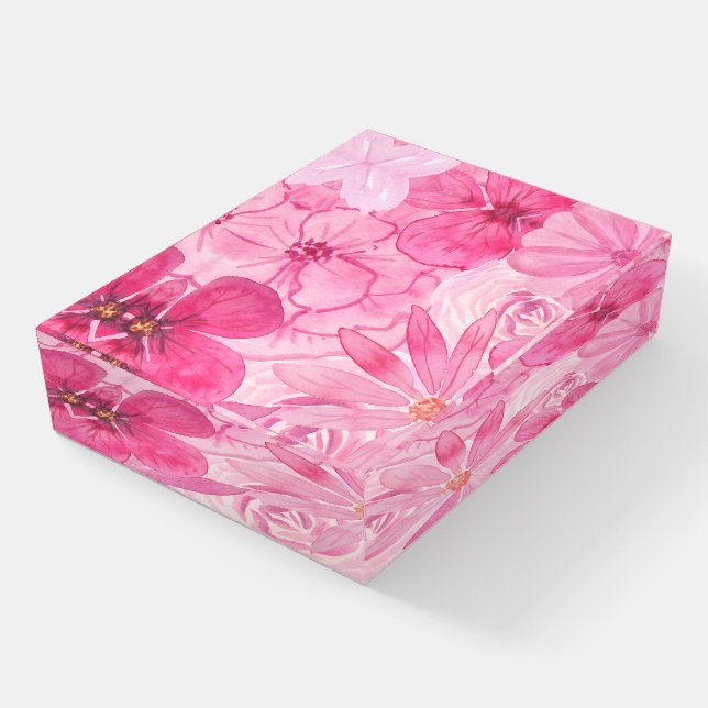 Pink Floral Pretty Girly Abstract Elegant Paperweight (Angled)