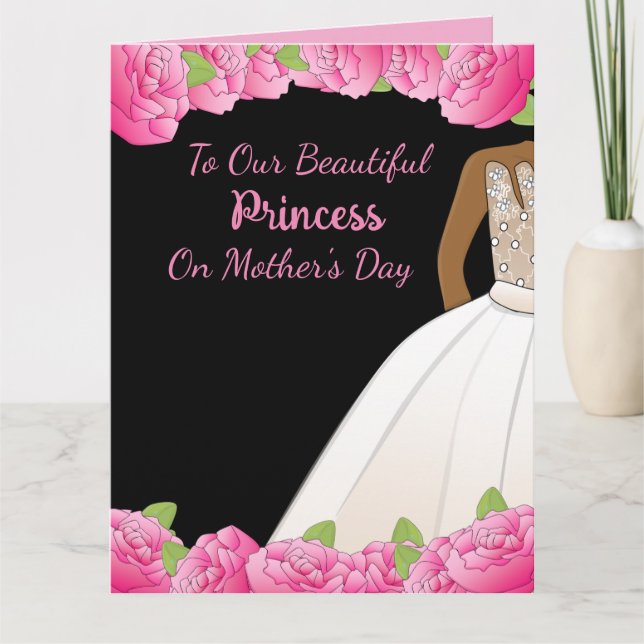 Pink Floral Princes African American Mother's Day Card (Front)