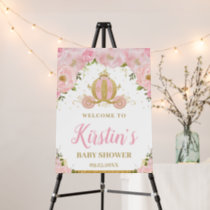 Pink Floral Princess Carriage Baby Shower Welcome Foam Board