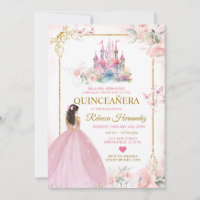 Pink Floral Princess Royal Castle Gold Quinceañera