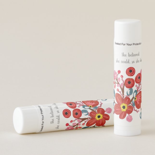 Pink Floral Print Lip Balm (Front)