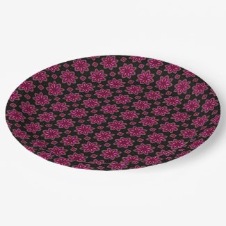 Pink Floral Print Paper Plate