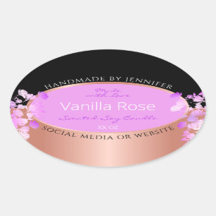 Pink Floral Product Labels Black and Rose Gold