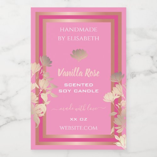 Pink Floral Product Packaging Labels Vanilla Rose
