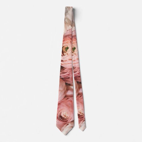 Pink Floral Professional Flowers Pattern Neck Tie