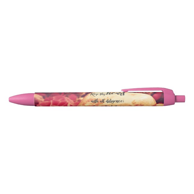 Pink Floral: Psalms Heart Scripture Pen (Top)