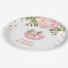 Pink Floral Pumpkin 1st First Birthday 7" Plate