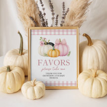 Pink Floral Pumpkin 8x10 Favor Table Sign