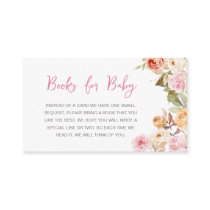 Pink Floral Pumpkin Baby Shower Books for Baby Enclosure Card