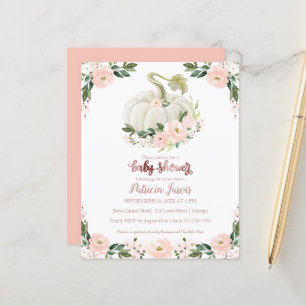 Pink Floral Pumpkin Baby Shower Budget Invitation