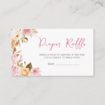 Pink Floral Pumpkin Baby Shower Diaper Raffle Enclosure Card