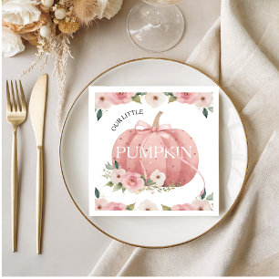 Pink Floral Pumpkin Baby Shower Napkin
