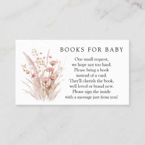Pink Floral Pumpkin Books for Baby Enclosure Card