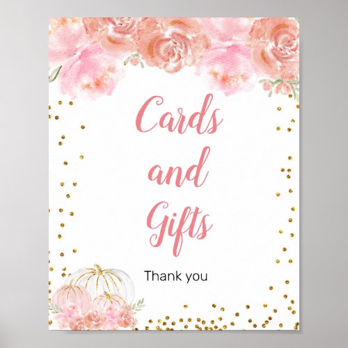 Pink floral pumpkin  Cards and Gifts Sign