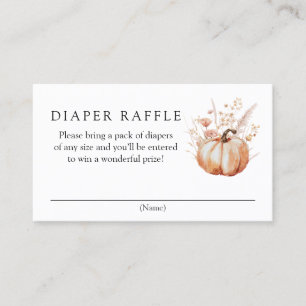 Pink Floral Pumpkin Diaper Raffle Enclosure Card