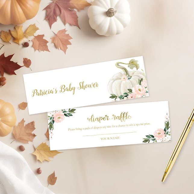 Pink Floral Pumpkin Fall Baby Shower Diaper Raffle (Creator Uploaded)