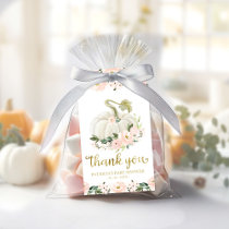 Pink Floral Pumpkin Fall Baby Shower Thank You Gift Tags