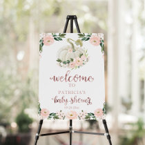 Pink Floral Pumpkin Fall Baby Shower Welcome Sign