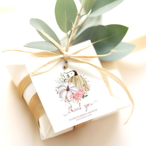 Pink Floral Pumpkin Fall Bridal Shower  Favor Tags