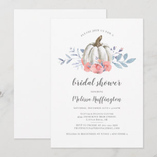Pink Floral Pumpkin Fall Bridal Shower Invitation