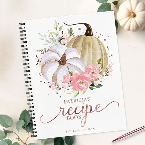 Pink Floral Pumpkin Fall Bridal Shower Recipe Book