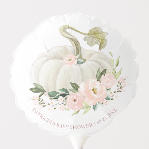 Pink Floral Pumpkin Fall Girl Baby Shower Balloon