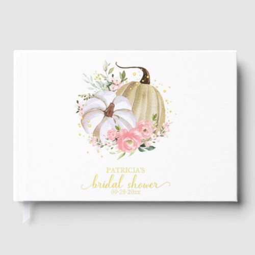 Pink Floral Pumpkin Fall Guest Book