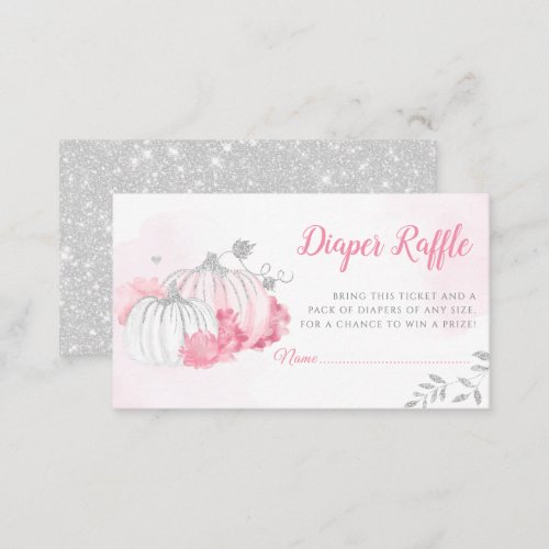 Pink Floral Pumpkin Girl Baby Shower Diaper Raffle Enclosure Card