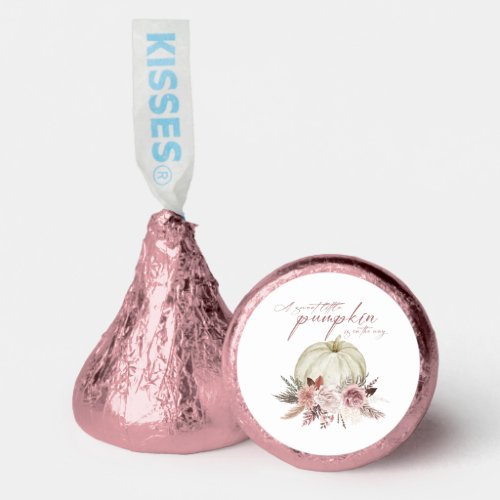 Pink Floral Pumpkin Girl Baby Shower Hersheys Kisses