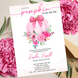 Pink Floral Pumpkin Girl Baby Shower  Invitation