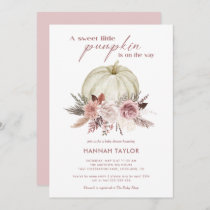 Pink Floral Pumpkin Girl Baby Shower Invitation