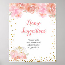 Pink floral pumpkin Name Suggestions. Poster