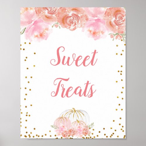 Pink floral pumpkin Watercolor Sweet Treats Sign