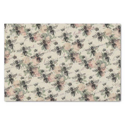 Pink Floral Queen Bee Tissue Paper