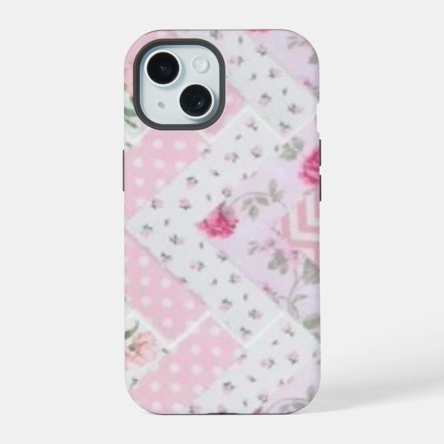 Pink Floral Quilt Phone Case (Back)