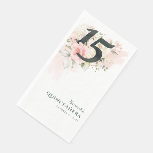 Pink Floral Quinceanera 15th Birthday Party Paper Guest Towels