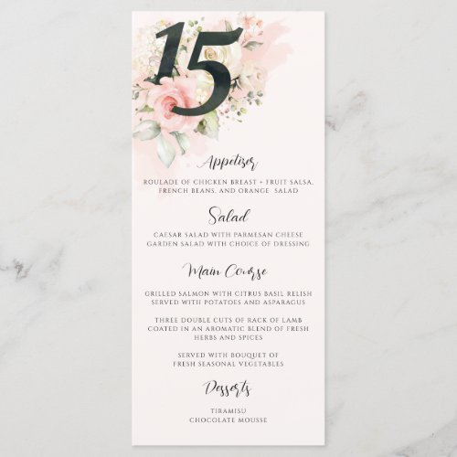 Pink Floral Quinceanera 15th Birthday Party Photo Menu