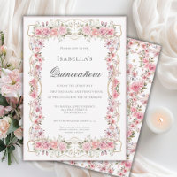 Pink Floral Quinceañera Elegant Celebration 15